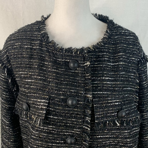 Express Black Tweed Cropped Blazer- NWT - Picture 5 of 16